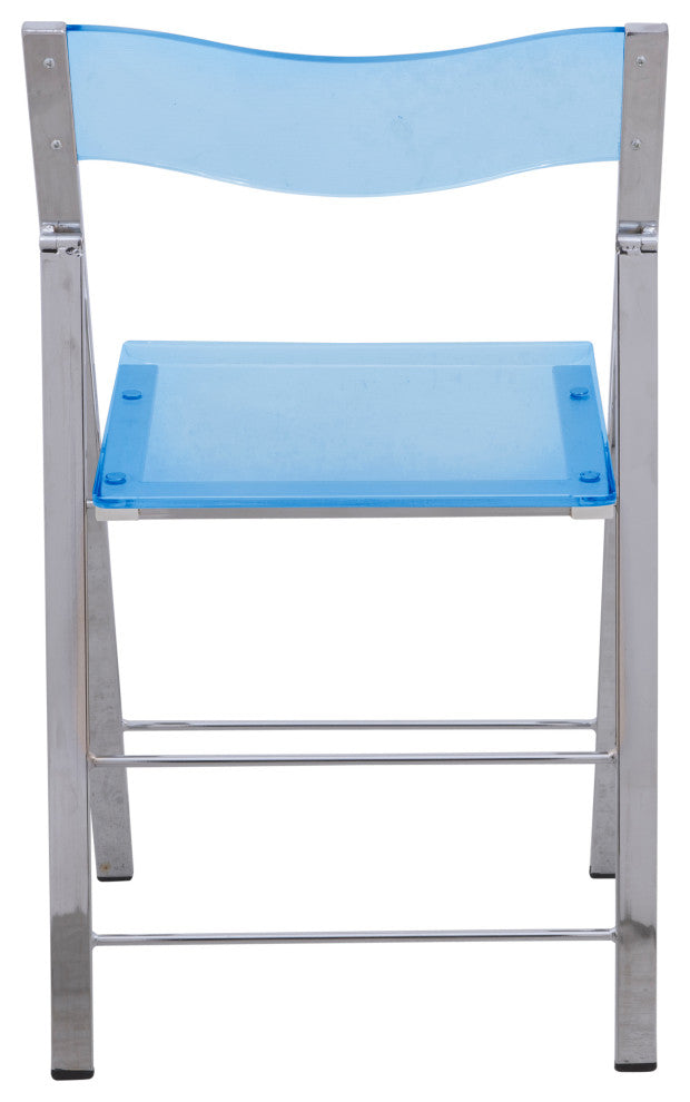 Menno Acrylic Folding Chairs Modern Stackable Foldable Dining Chair, Blue