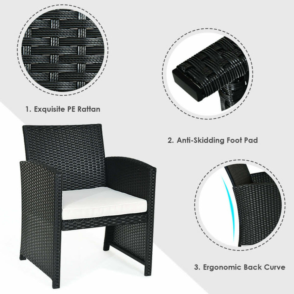 Costway 4 Pc Rattan Patio Furniture Set Garden Lawn Sofa Wicker Cushioned Seat