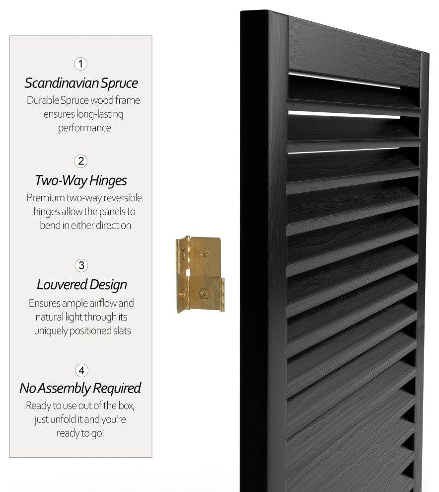 6' Tall Beadboard Divider, Black, 4 Panels