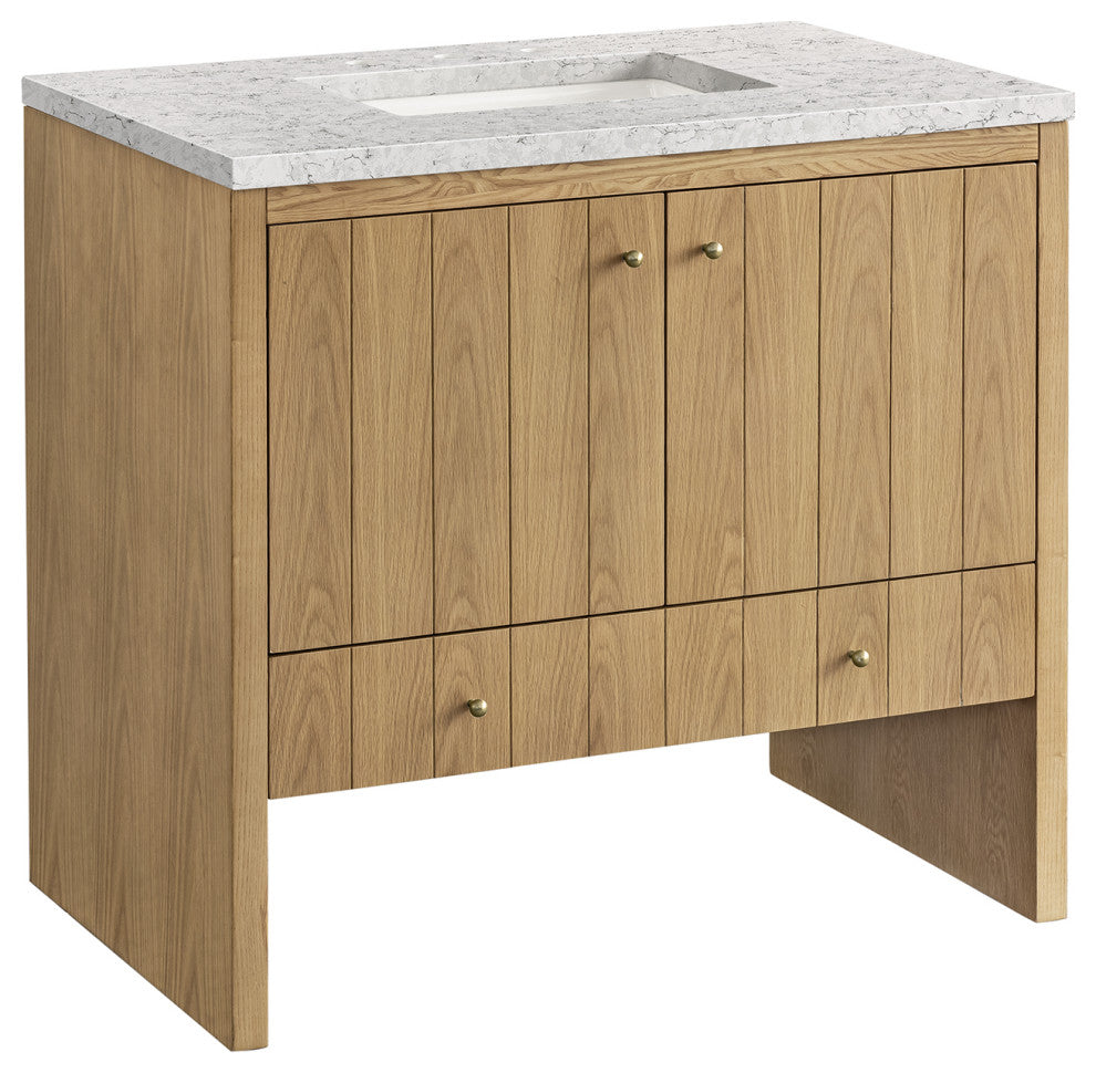 Hudson 36" Single Vanity, Light Natural Oak,  Eternal Jasmine Pearl Top
