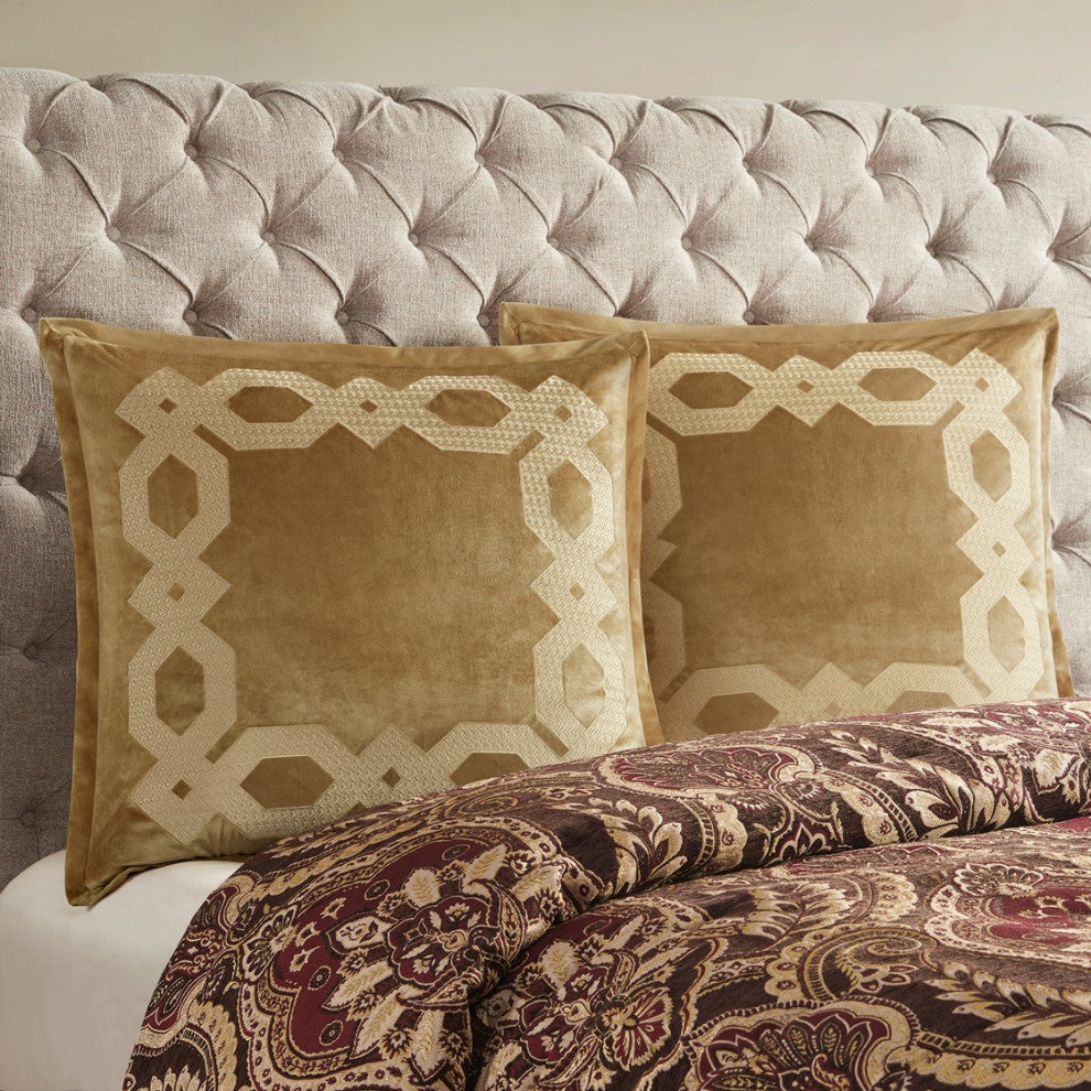 Croscill Clermont Traditional Embroidered Euro Sham, Gold