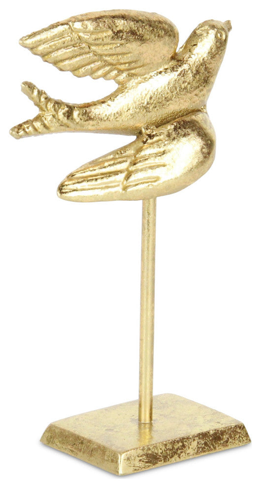 Lirondelle Golden Raised Cast Iron Flying Swallow Decor
