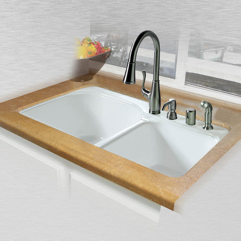 Designer Select Off Set Double Bowl - Tile Edge