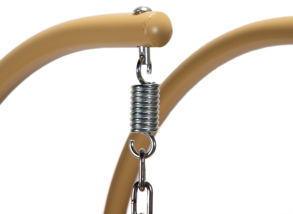 LeisureMod Mendoza Light Brown Wicker Hanging Double Egg Swing Chair, Charcoal