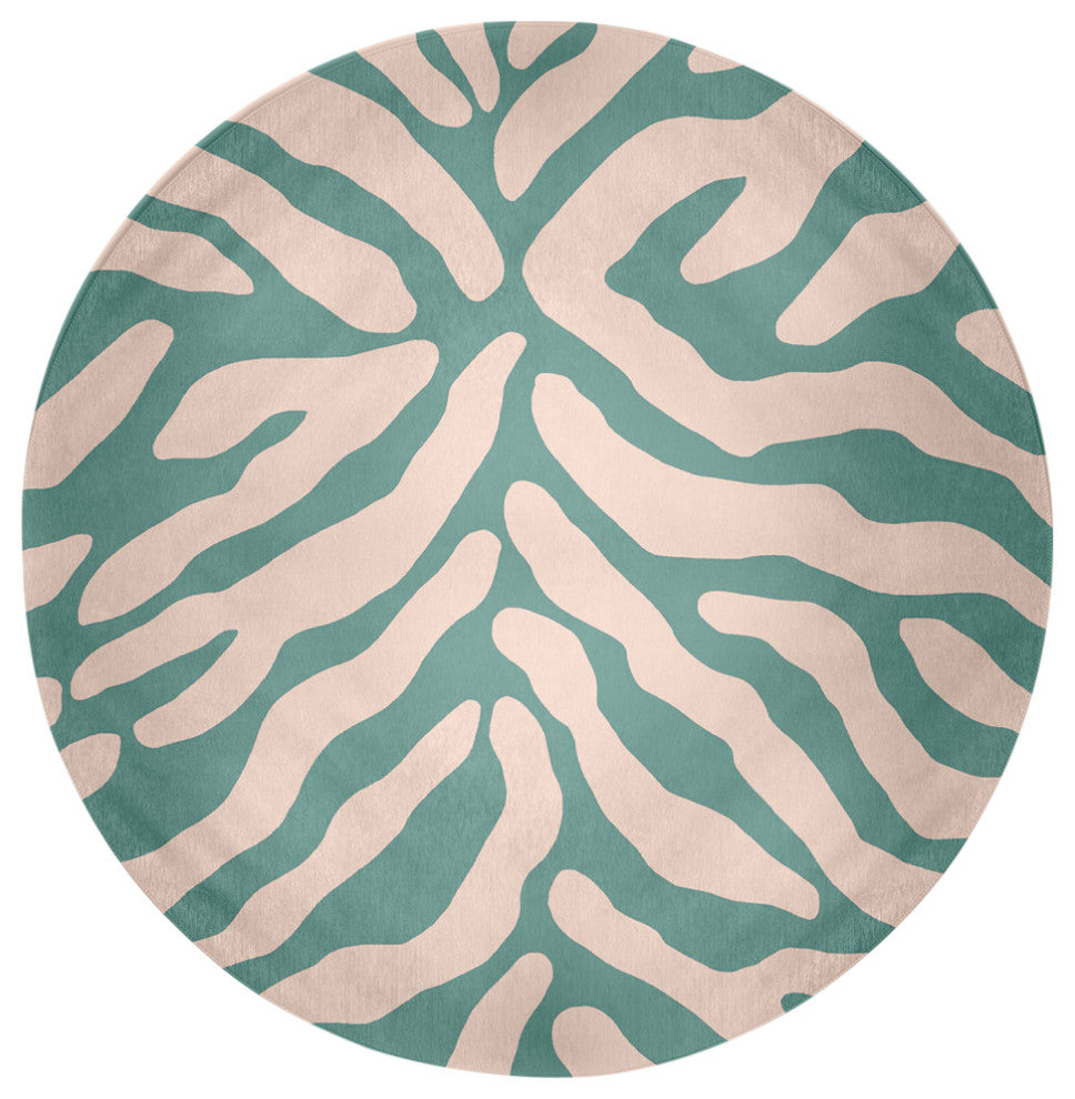 Animal Stripe Spring Chenille Rug, Eucalyptus, 5' Round