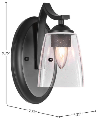 Zilo Wall Sconce Shown, Matte Black Finish With 4.5" Square Clear Bubble Glass