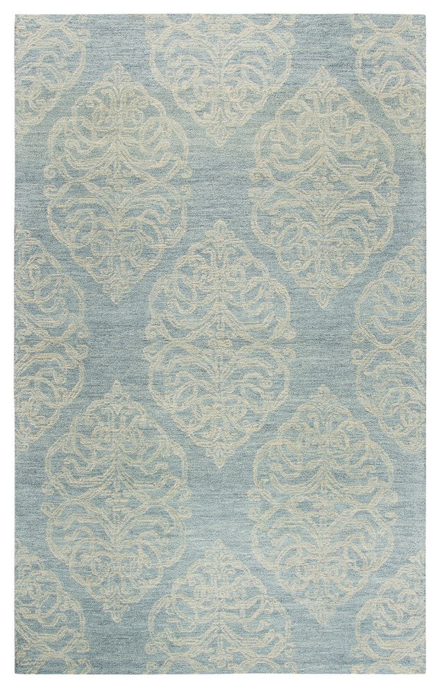 Rizzy Home Opulent OU814A Light Blue Medallion Area Rug, Rectangular 8'x10'