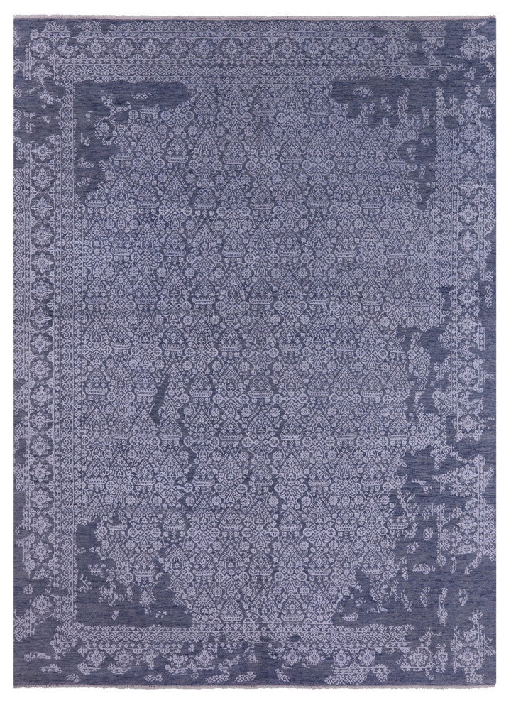 9' 1" X 12' 2" Wool and Silk Modern Hand-Knotted Rug Q8459