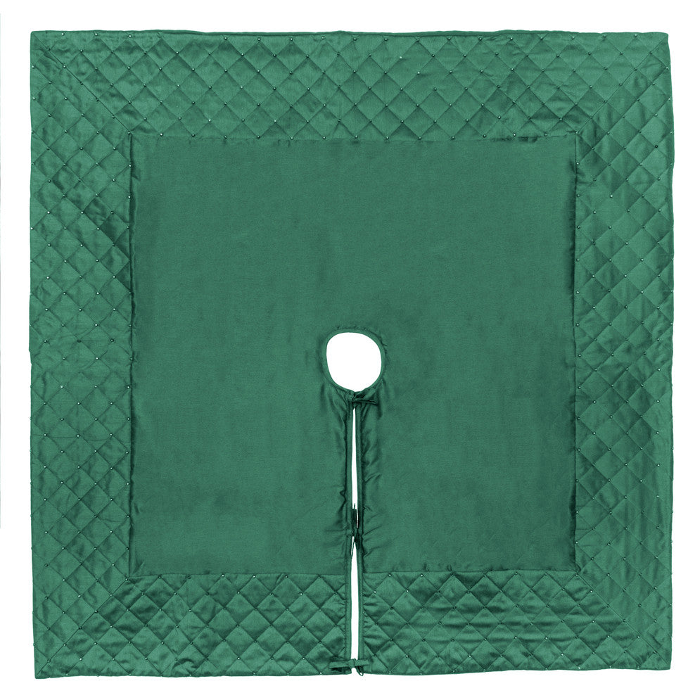 Vickerman Qtx190552 52" Green Quilt Stitch Jewel Christmas Tree Skirt