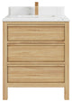 Elizabeth 30 Single Sink Bath Vanity in Light Natural Teak 1.5" Empira Quartz