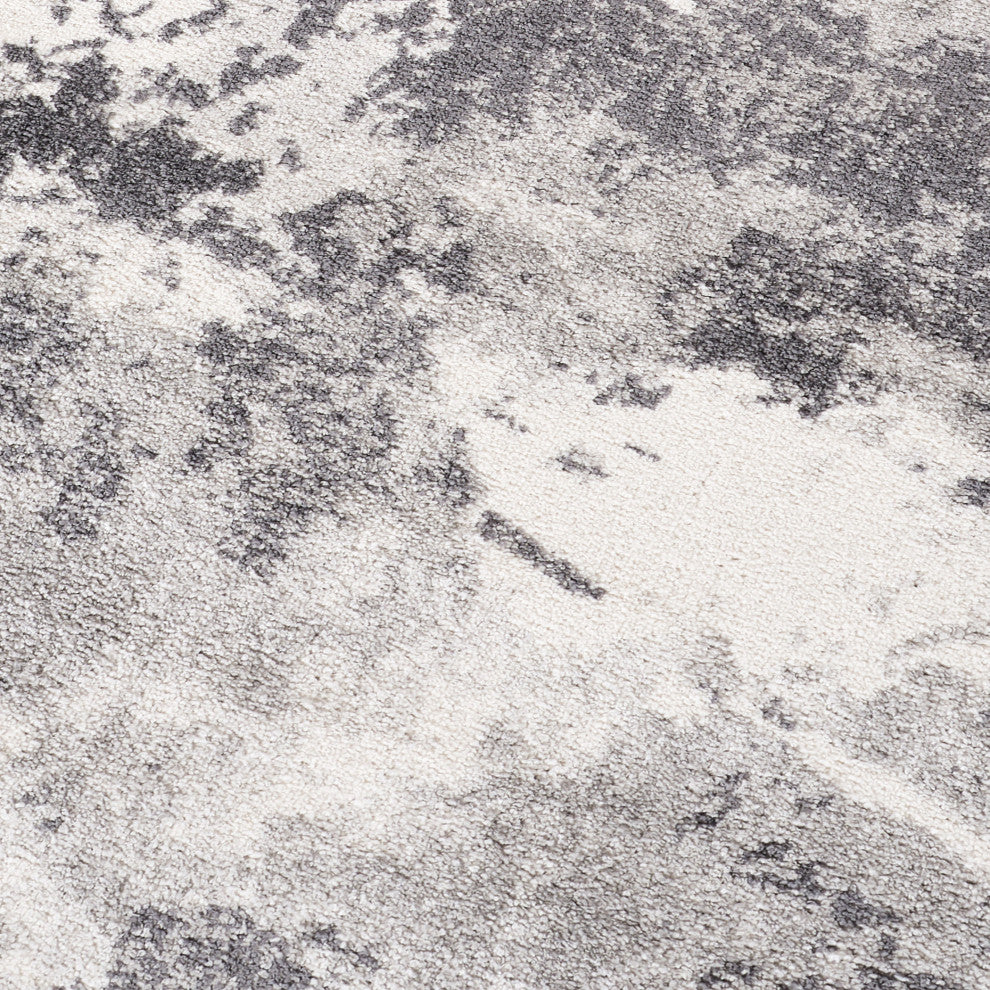 Clifton Abstract Ivory Gray Power-Loom Area Rug 5'3" x 7'6"