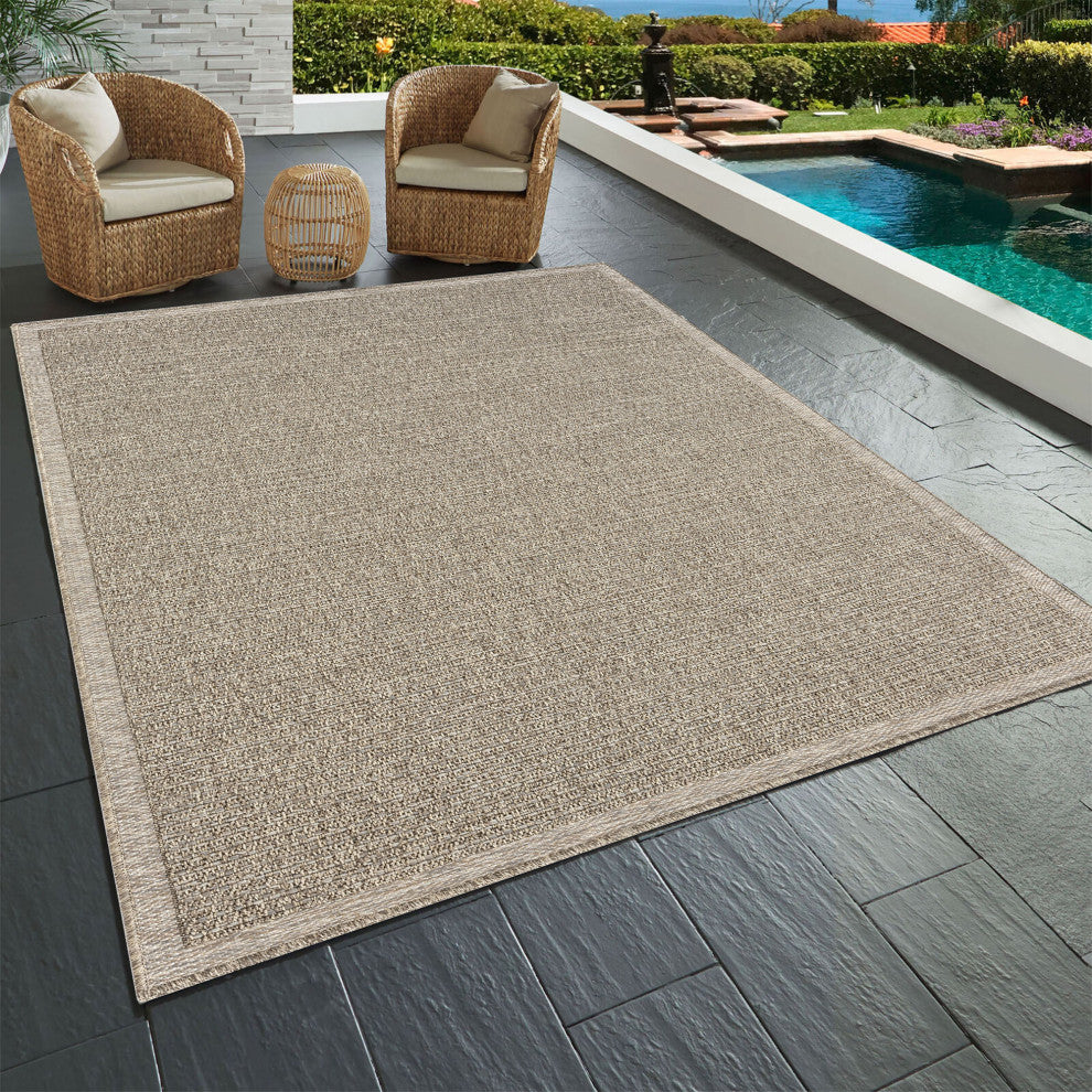 Paolo Modern Solid Brown Indoor Outdoor Area Rug, 2' x 3'