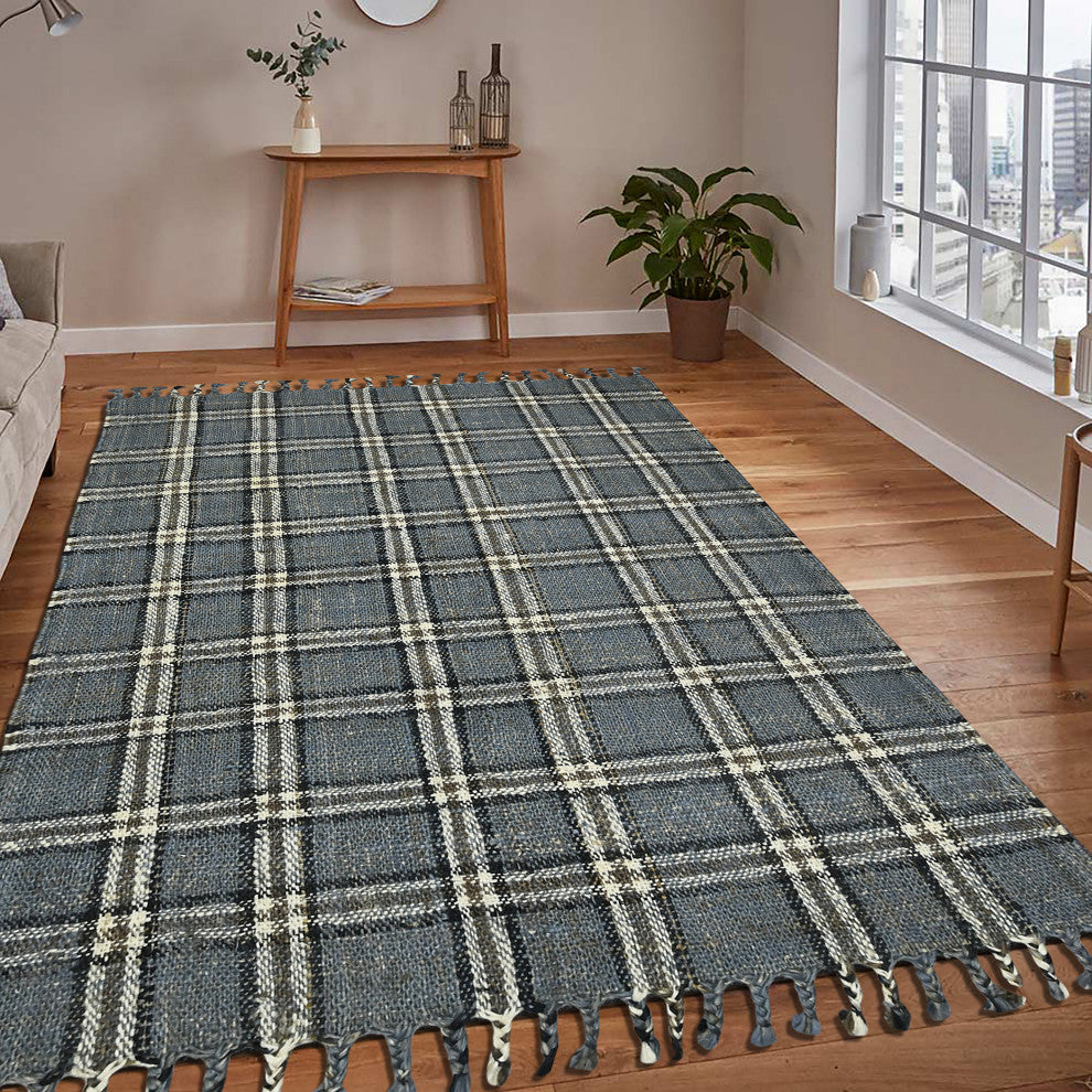 Hampton Okatan Area Rug, Blue, 2' x 3', Plaid