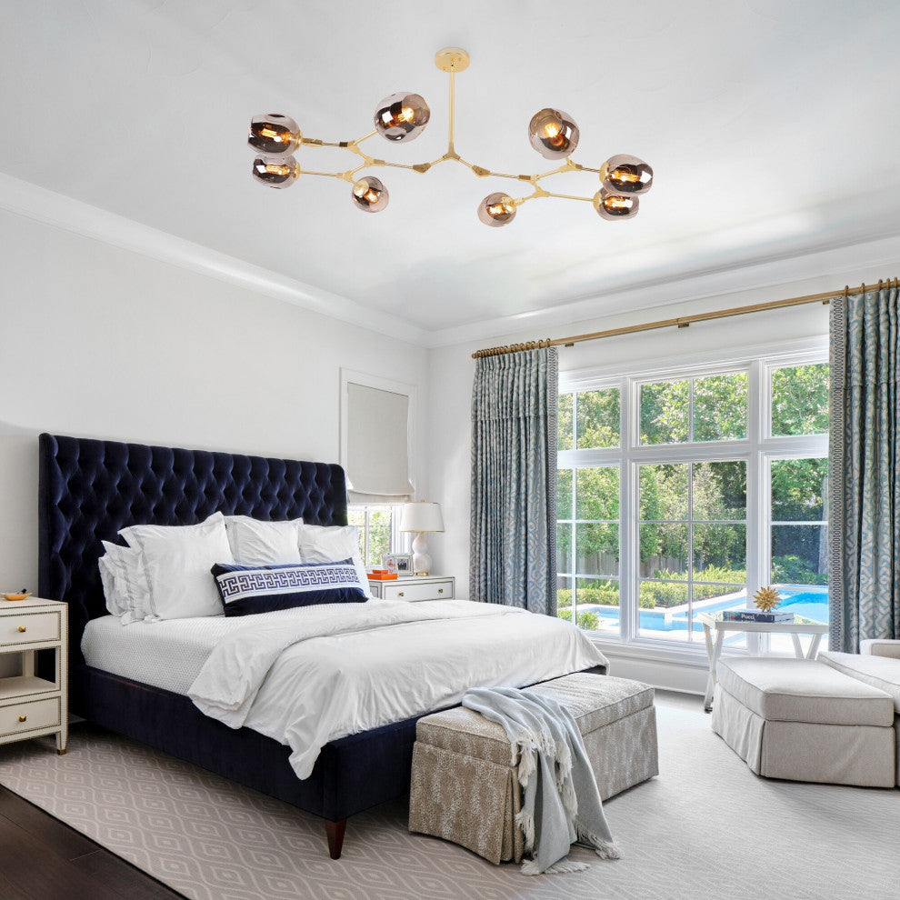 CurveCurio 8-Light Adjustable Abstract Chandelier, Charcoal Grey