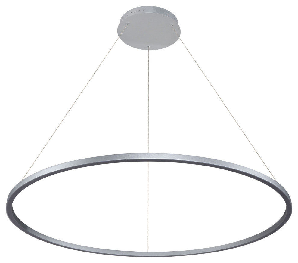 51" Tania LED Circular Chandelier, Adjustable Suspension Fixture, Silver