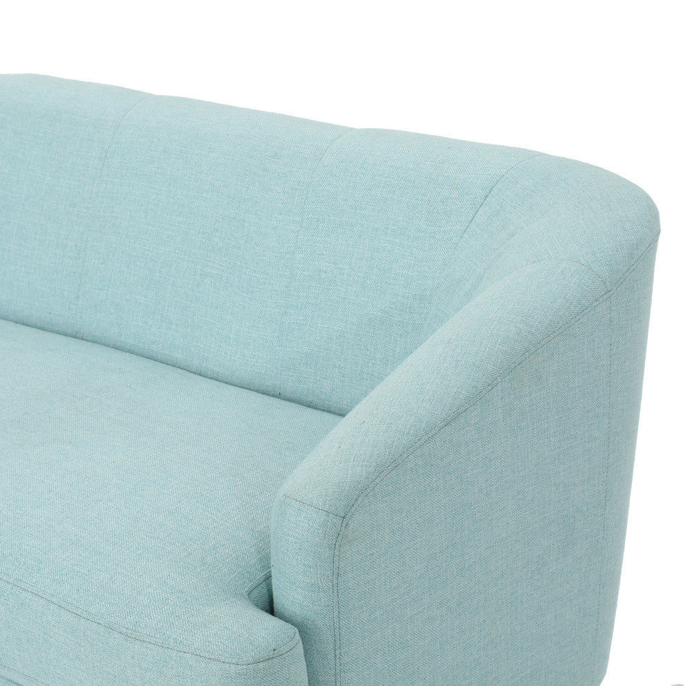 GDF Studio Shelby Mid Century Modern Fabric Loveseat, Light Blue