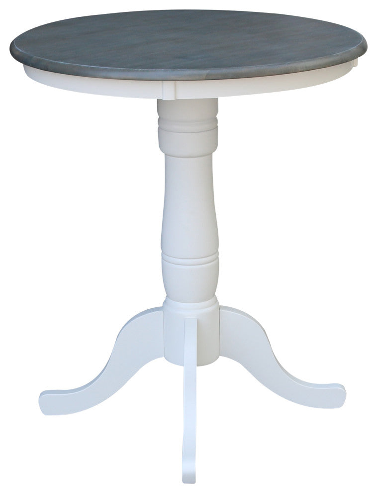 Round Top Pedestal Table, White/Heather Gray, 30 Inch Round