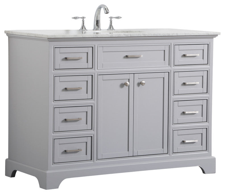 Amber Single Bathroom Vanity, Blue, Light Grey, 48"