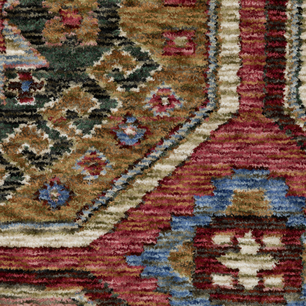 Hanford Panel Medallion Pink/Red Fringe Edge Area Rug Runner
