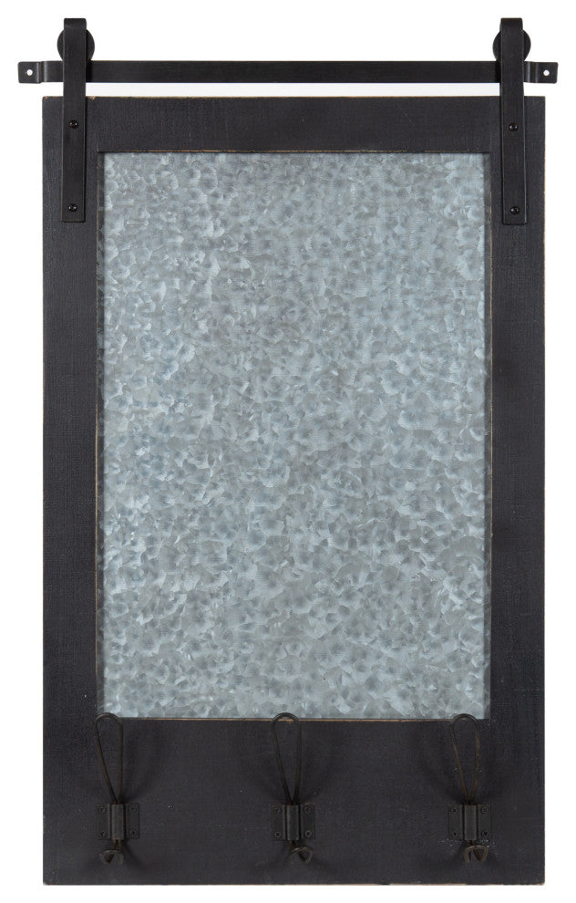 Cates Magnetic Board with Hooks, Black, 18x28