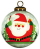 Festive Glitter Santa Hand Painted Mouth Blown Glass Ornament