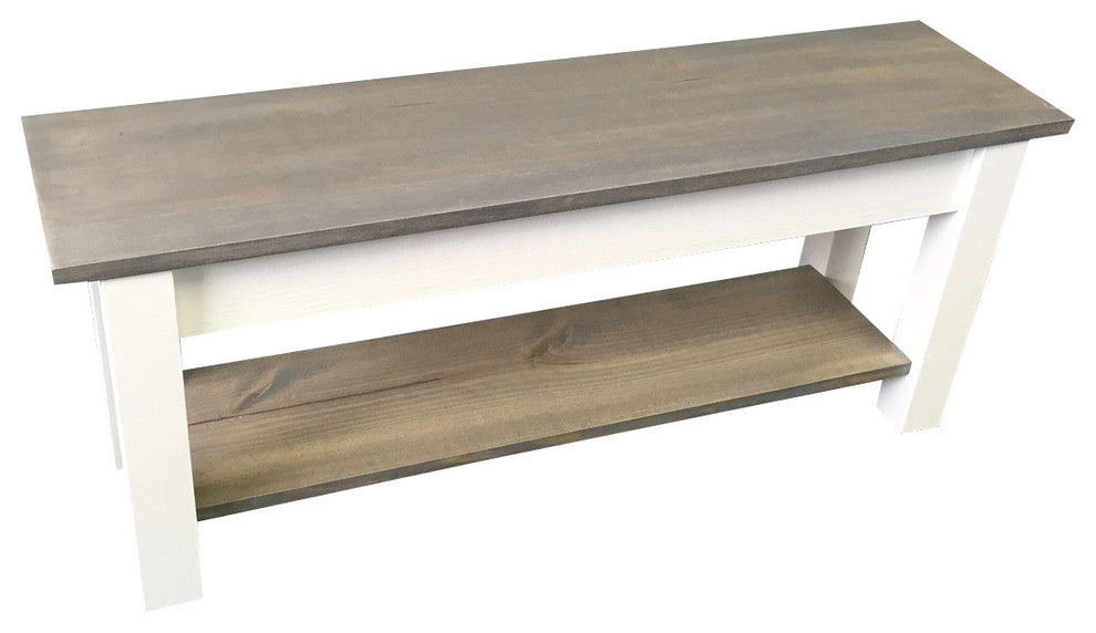 Cottage Bench With Shelf, 66"