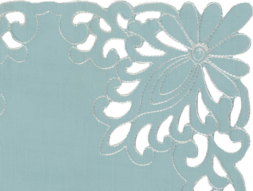 Wilshire Embroidered Cutwork Table Runner, Blue, 16"x 70"