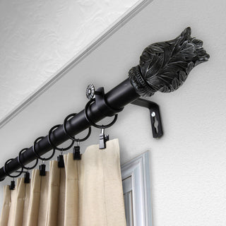 Tulip 1" Curtain Rod, Black, 28"-48"