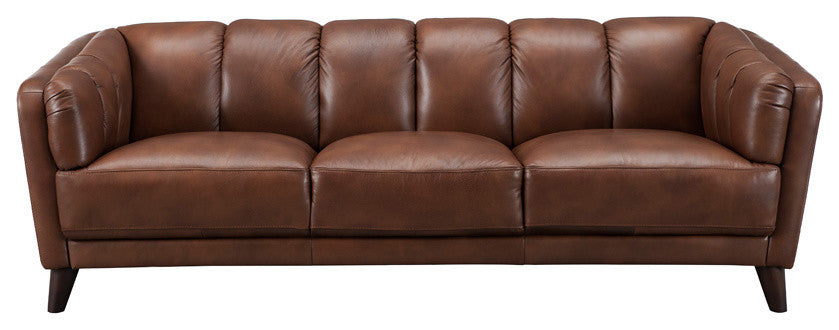 Frances Leather Craft Sofa, Brown