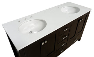 Horizon 60" Double Bathroom Vanity, Chocolate, Engineered White
