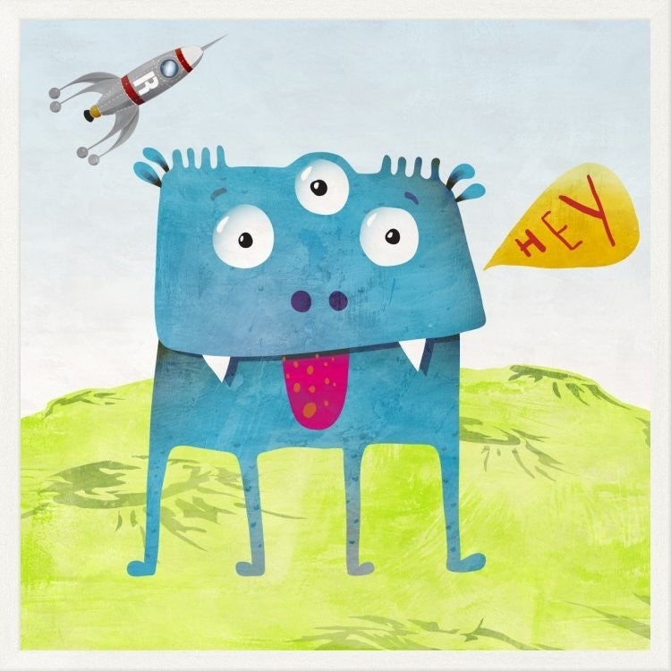 "Alien Friend Number 3" Framed Canvas Giclee by Skip Teller, 43x43"
