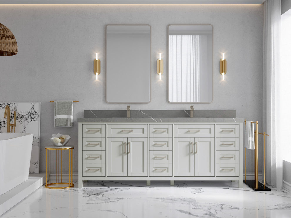 Cambridge 84 Double Sink Bath Vanity in Coventry Gray 2" Piatra Gray