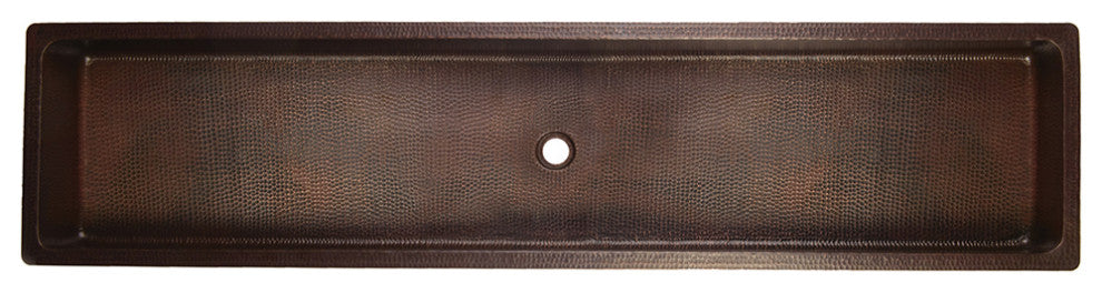 60" Rectangle Skirted Vessel Hammered Copper Sink