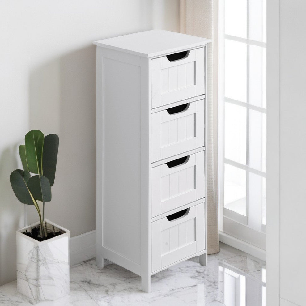 White Bathroom Storage Freestanding Cabinet With Drawers