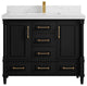 Aberdeen 42 Single Sink Bath Vanity in Black 2" Calacatta Laza
