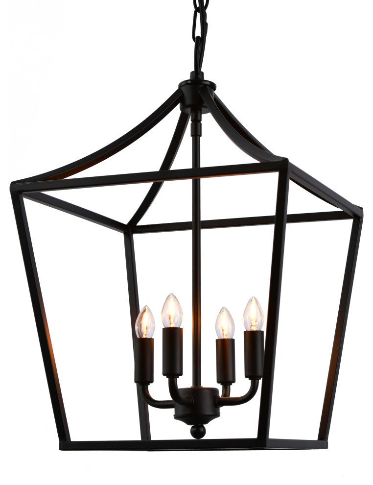 Lazzur Iton 4 Light 12" Matte Black Pendant