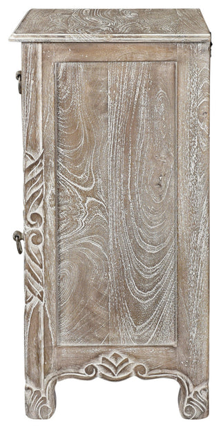 Delaney Carved 1 Door Nightstand, Limestone Gray, Left