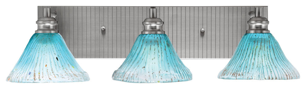 Edge 3-Light Bath Bar, Brushed Nickel Finish, 7" Teal Crystal Glass