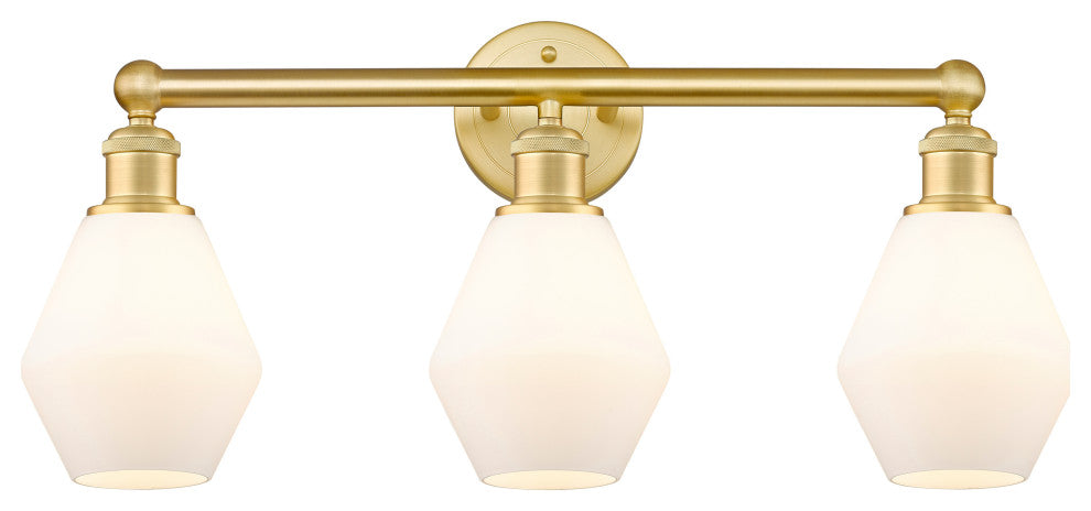 Cindyrella 3-Light 24" Bath Vanity Light, Satin Gold -Cased Matte White Shade
