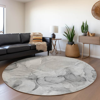 Premium Machine Washable Mayfield AMF504 Gray 8' x 8' Round Rug