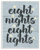 Blue and White Hanukkah Eight Nights Eight Lights Typography Plaque, 12.5"x18.5"
