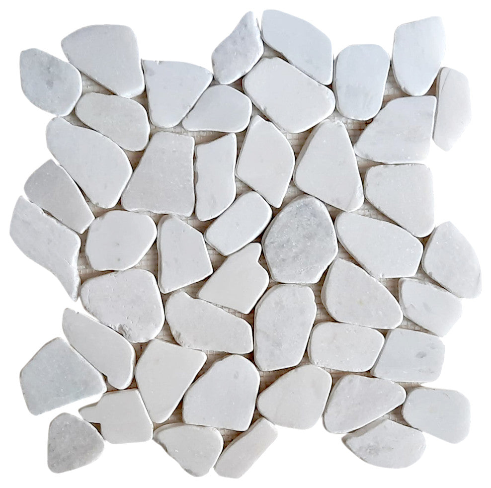 Milky white pebble stone mosaic tile 12x12 for backsplashes and wall use