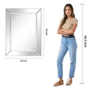 Modern Beveled Rectangle Wall Mirror, 1"-Beveled Center Mirror, 40"x 30"