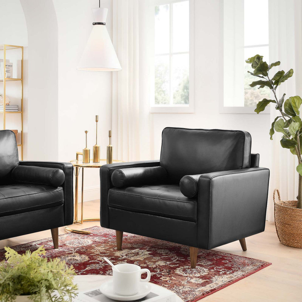 Valour Leather Armchair, Black