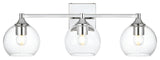 3 Light Chrome And Clear Bath Sconce