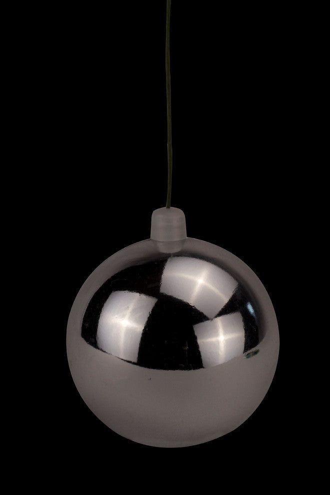 80Mm 3" Shiny Silver Ball Ornament With Wire And Uv Coating