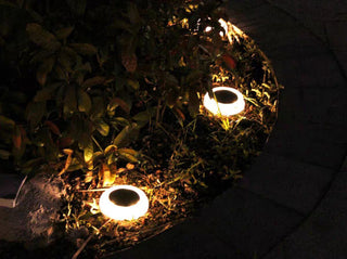 Solar Powered 4-Light Deco Clear LED In-Ground Light, Warm White