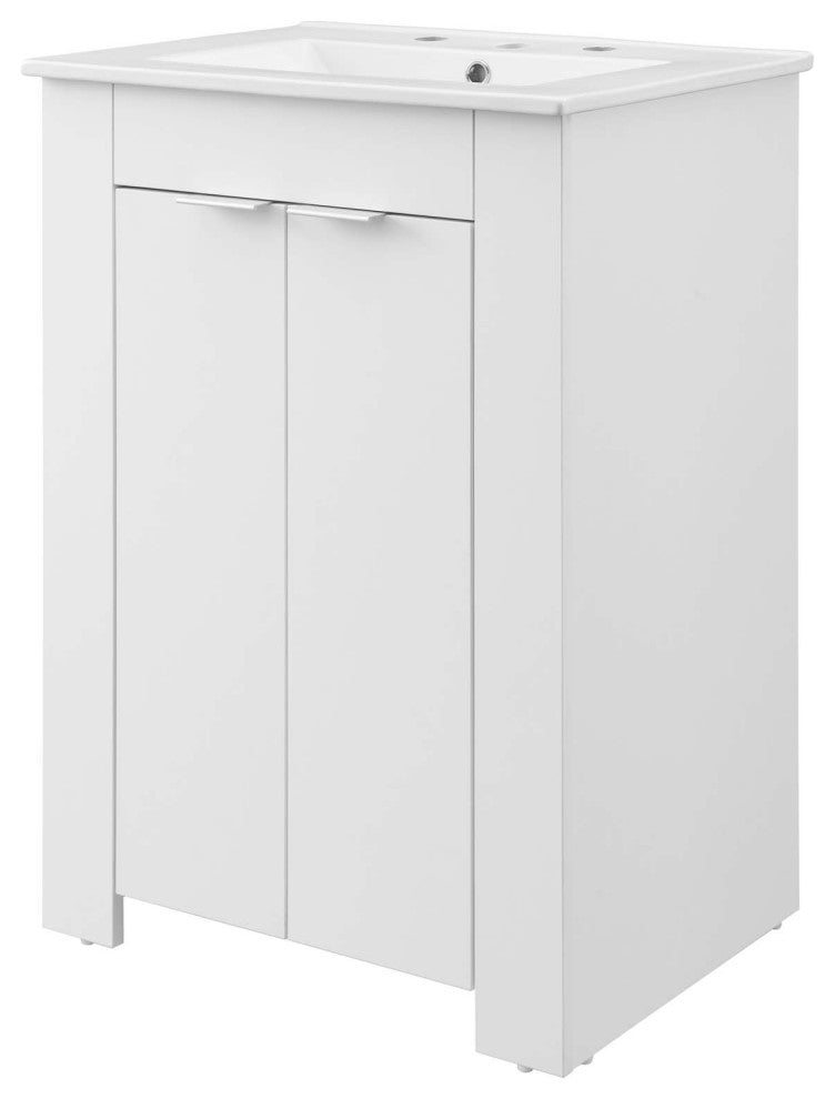 Sink Vanity Cabinet, Melamine, White, Modern Contemporary, Hotel Bathroom