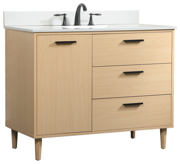 Home Living Modern Natural Oak-Light Bathroom Vanity, Maple, 42"