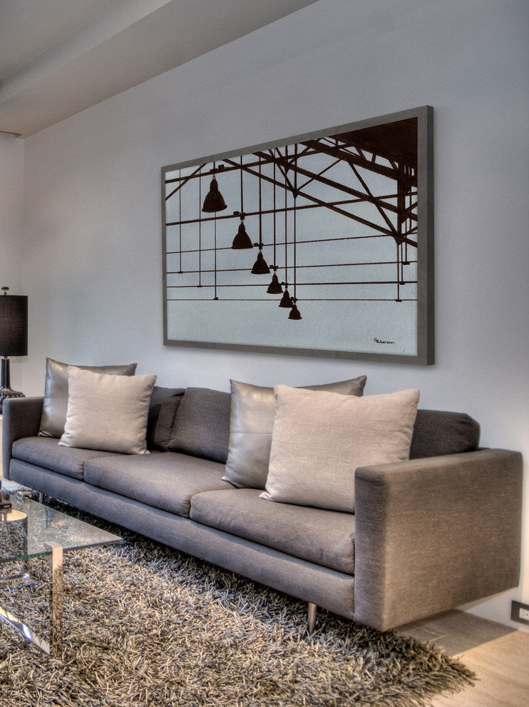"Industrial Geometry" Framed Painting Print, 36"x24"